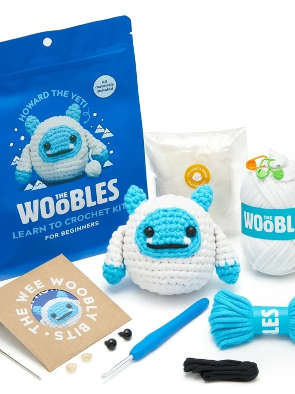 The Woobles Howard the Yeti Crochet Kit - Blue & White